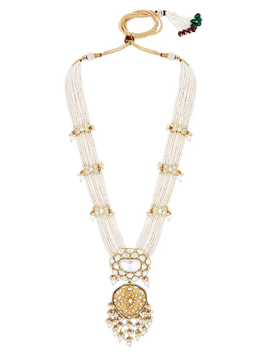 Gold Plated Kundan Necklace with Pearls