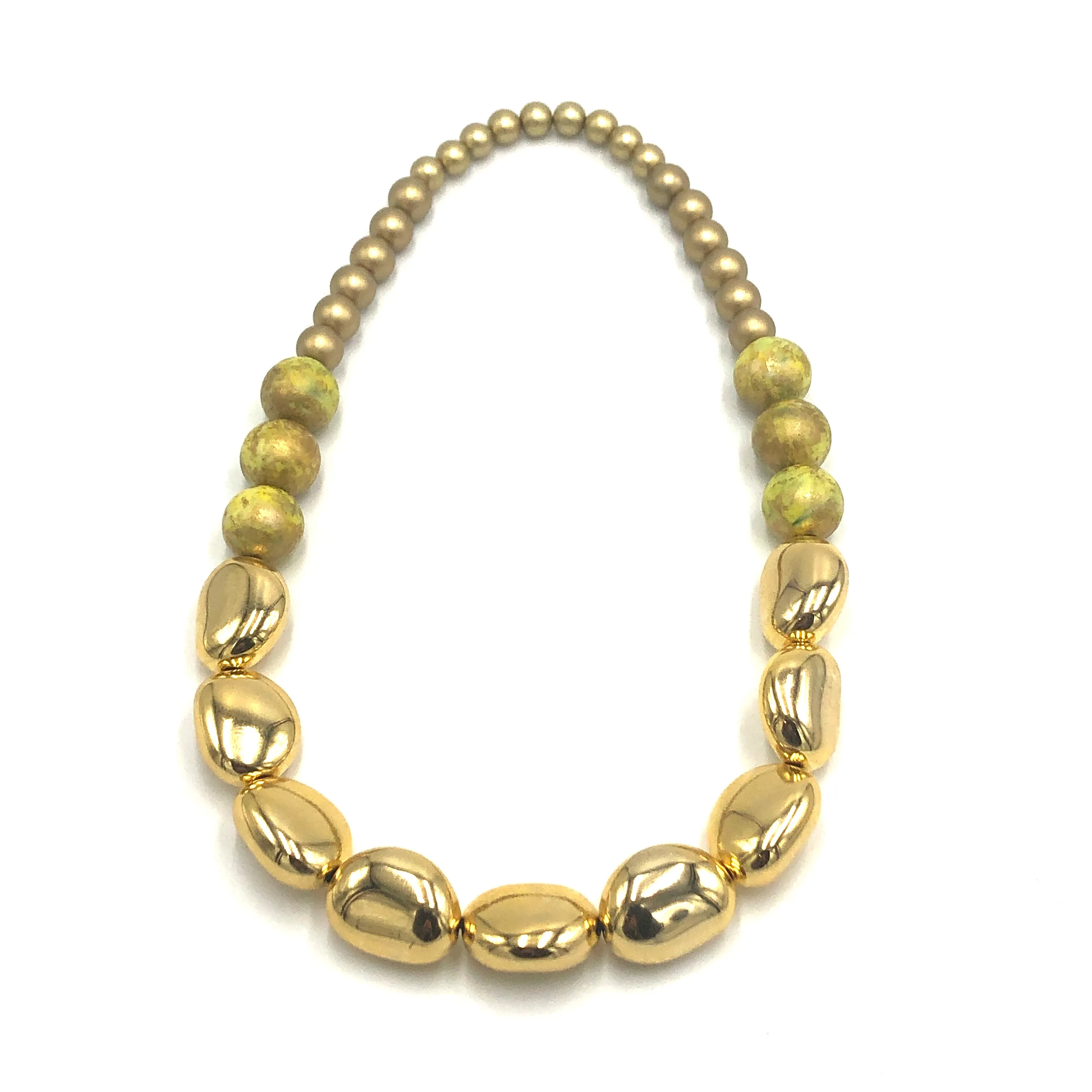 Golden Pebble Stretch Bauble Necklace - Shortie *