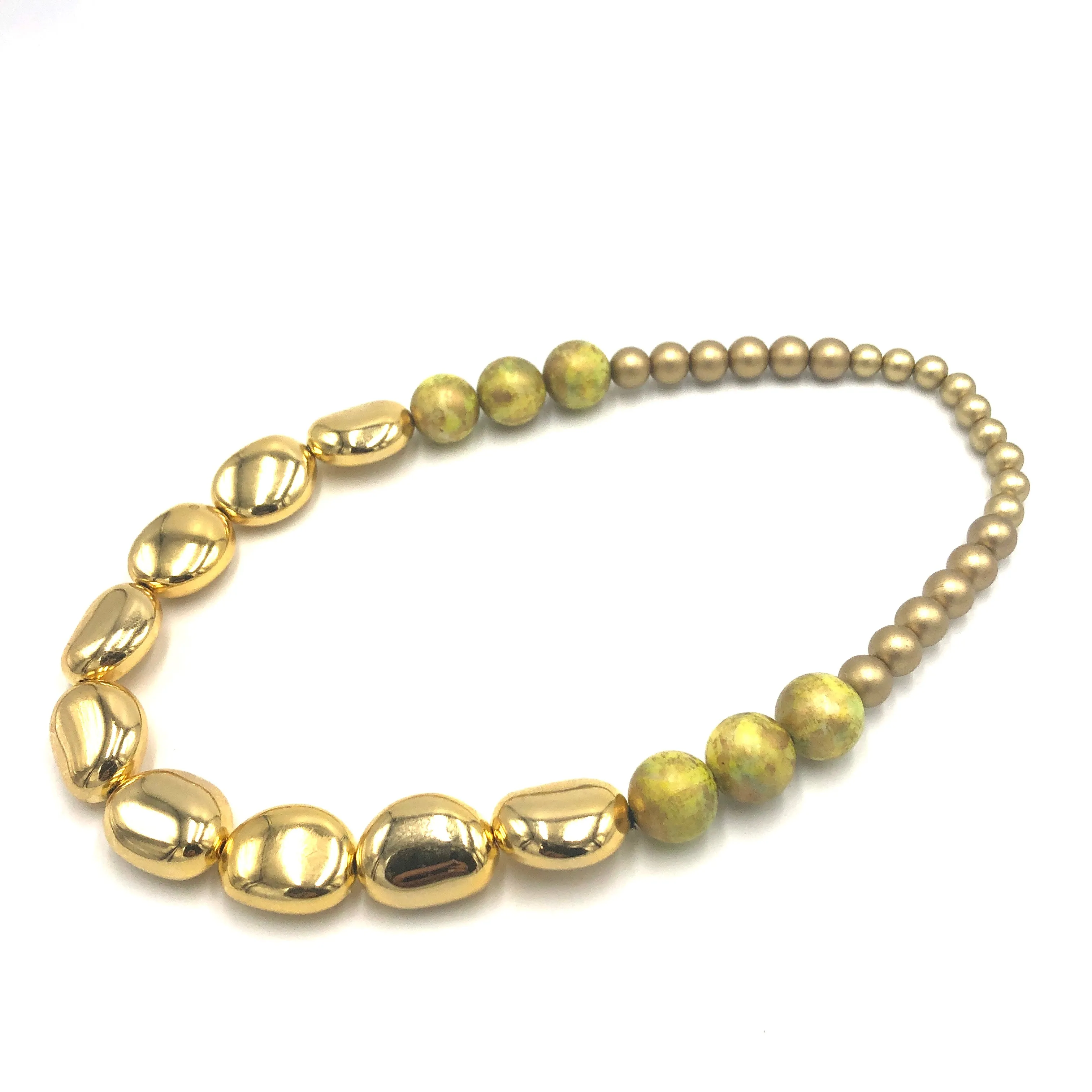 Golden Pebble Stretch Bauble Necklace - Shortie *