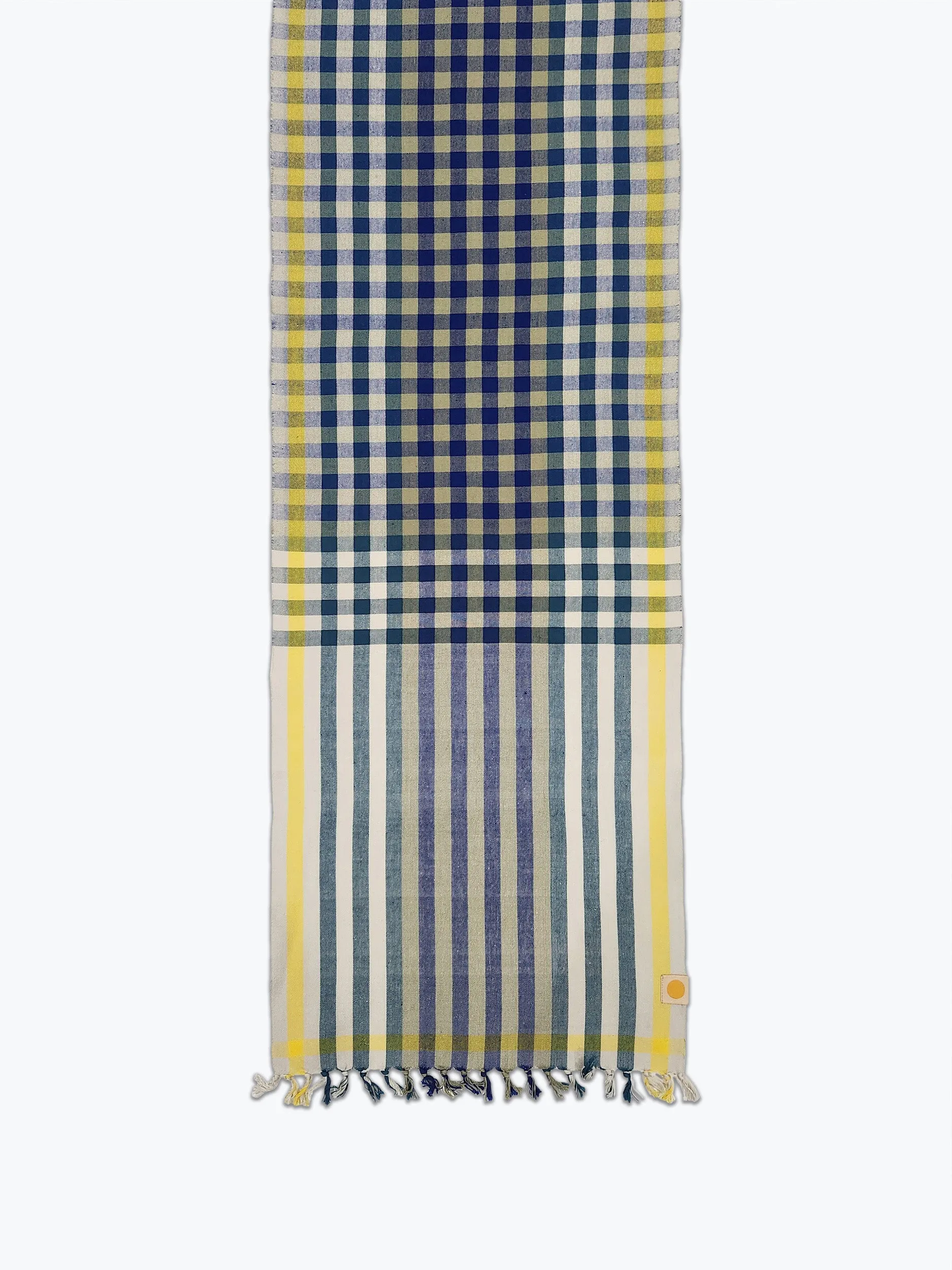 Grid Plaid Table Runner - Lapis