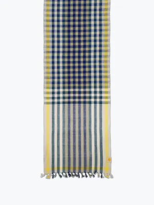 Grid Plaid Table Runner - Lapis