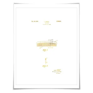 Hair Comb Gold Foil Patent Illustration. 7 Foil Colours. Beauty Salon Art Print. Hairdresser Poster.