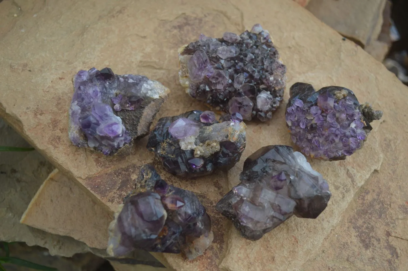 Hand Made Natural Conglomerate Amethyst Clusters x 6 From Chiredzi, Zimbabwe