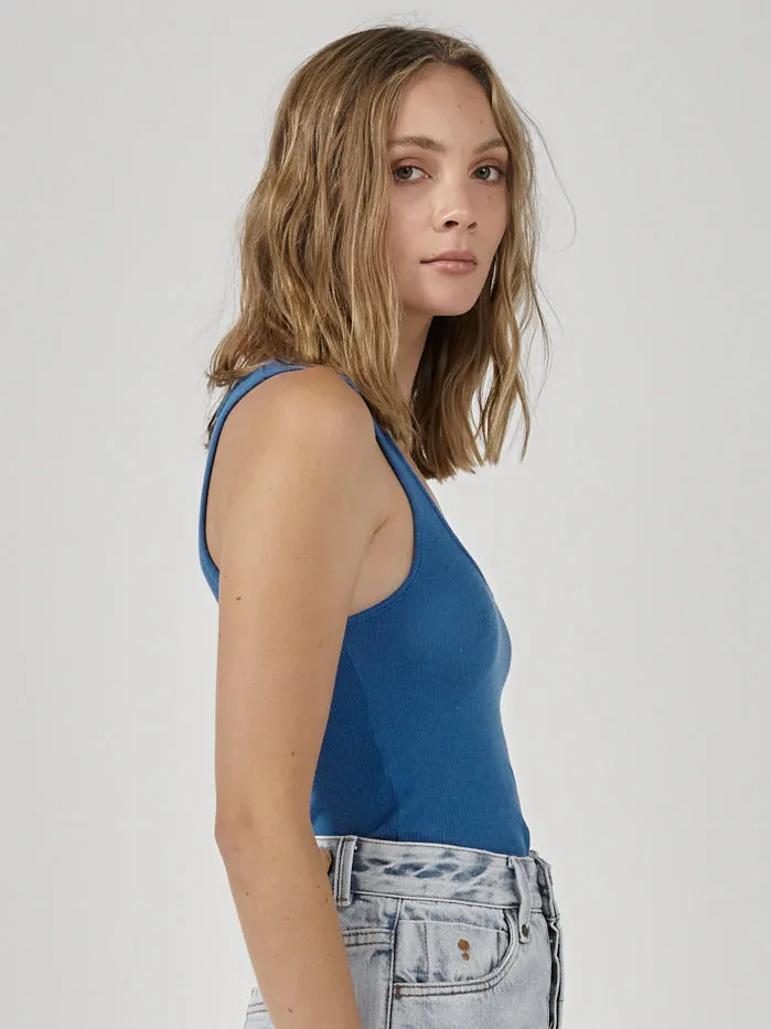 Hemp Paper Rib Plunge Tank - Lapis Blue