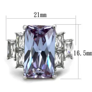 High polished (no plating) Stainless Steel Ring with AAA Grade CZ in Light Amethyst for Women Style TK1904