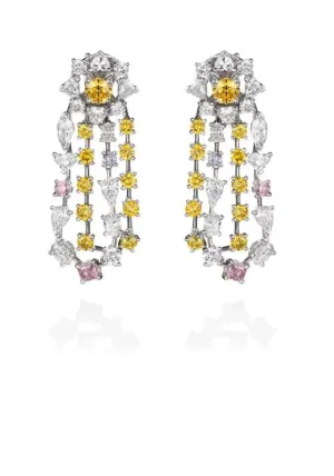 Important Earrings Vivid Yellow   White Diamond Earrings