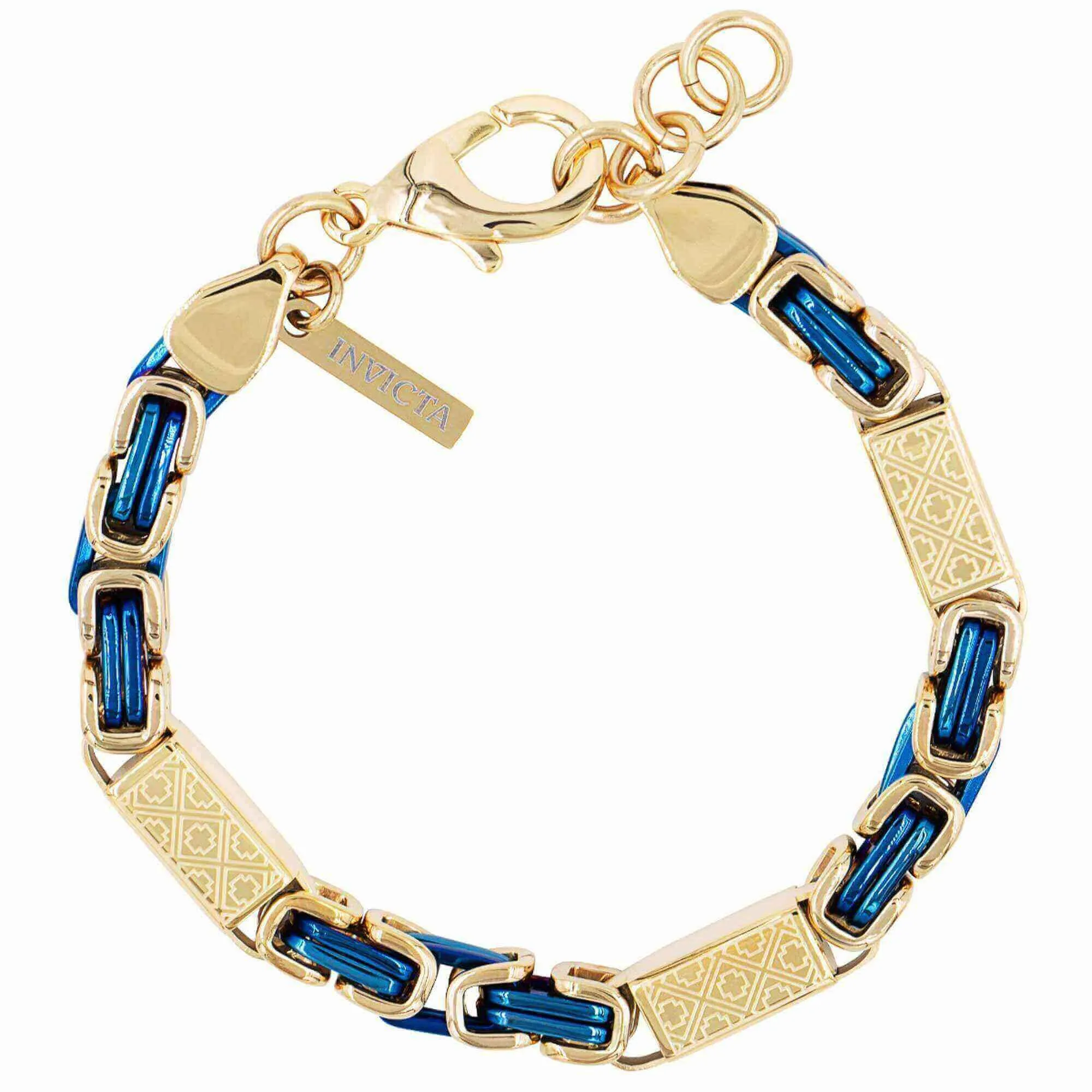 Invicta Men's Bracelet - Elements 233mm Long Yellow Gold and Blue Steel | 39607