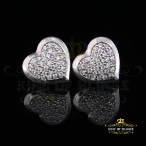 King of Blings- Aretes Para Hombre 925 White Silver 0.71ct Cubic Zirconia Heart Women's Earrings