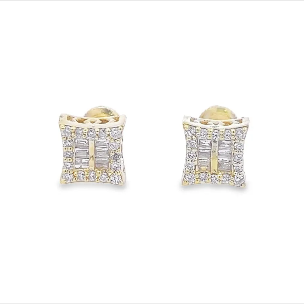 Kite Double Baguette Diamond Earrings .34cttw 10K Gold