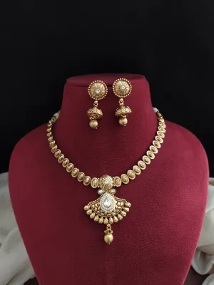 Kundan Necklace Set in Antique Finish