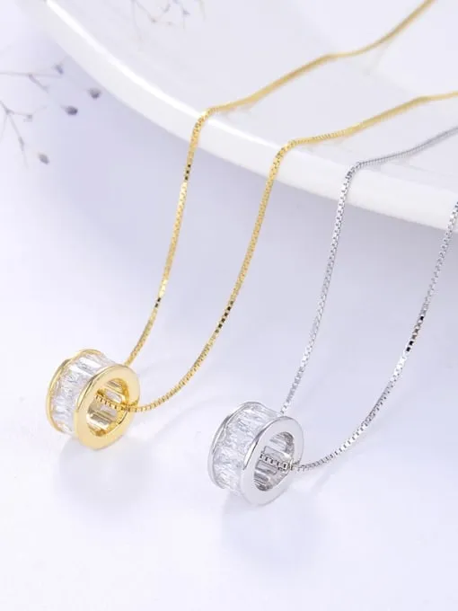 Large Barrel Necklace, .925 Sterling Silver Baguette Diamond Cubic Zirconia Waterproof Hypoallergenic Statement Necklace