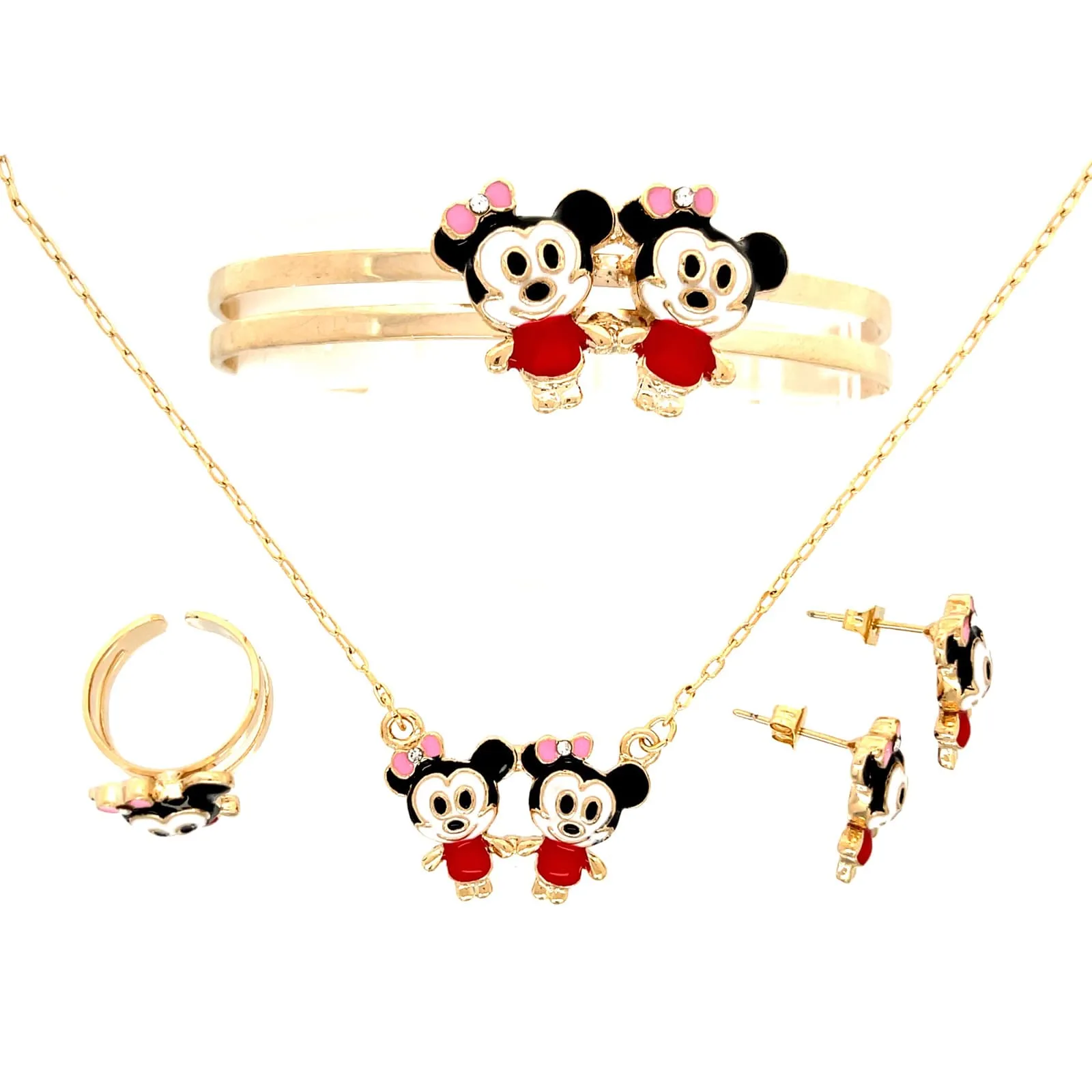 Little baby girl Mouse Jewelry Set Necklace for girls 10k gold filled