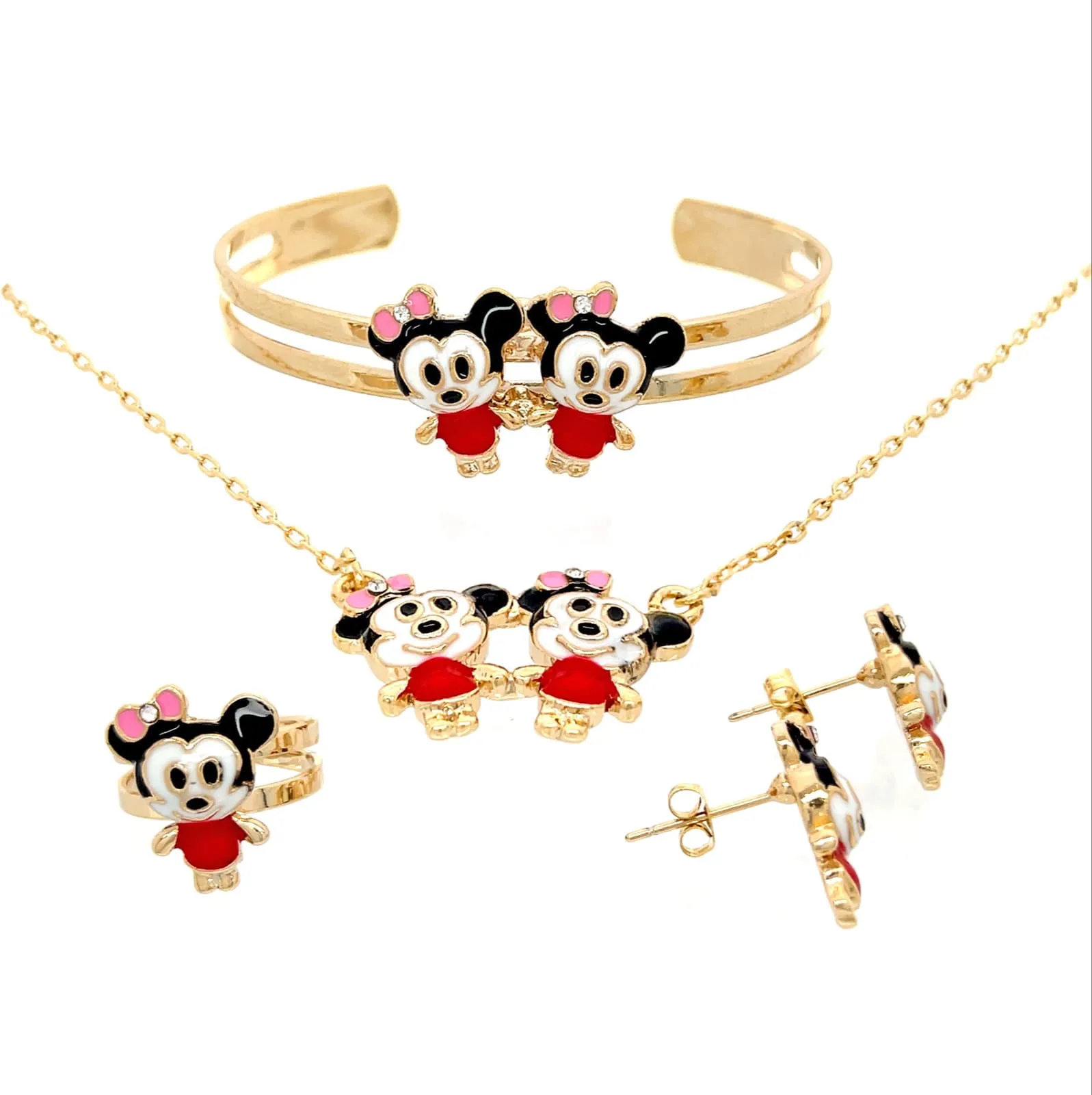 Little baby girl Mouse Jewelry Set Necklace for girls 10k gold filled