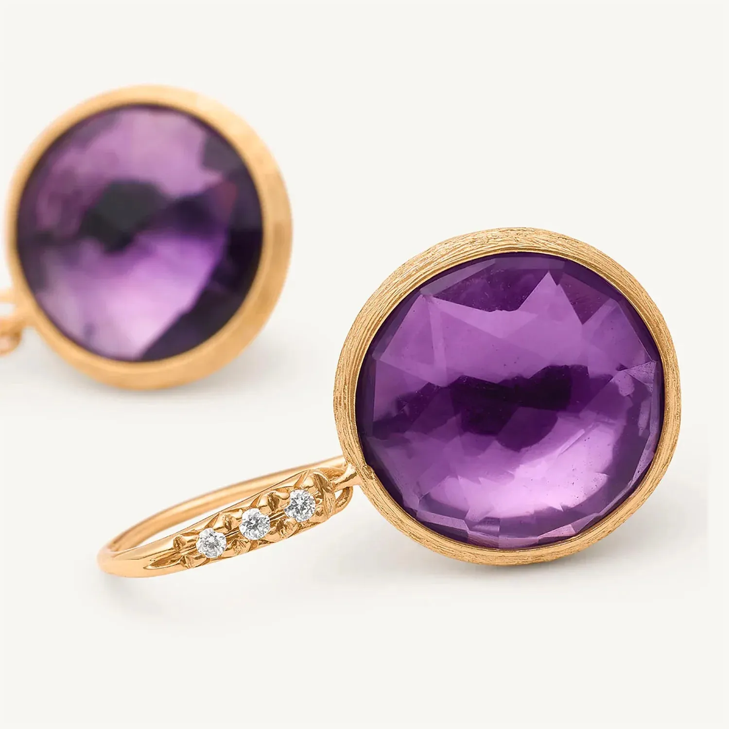 Marco Bicego 18k Yellow Gold "Jaipur Collection" Amethyst and Diamond Earrings