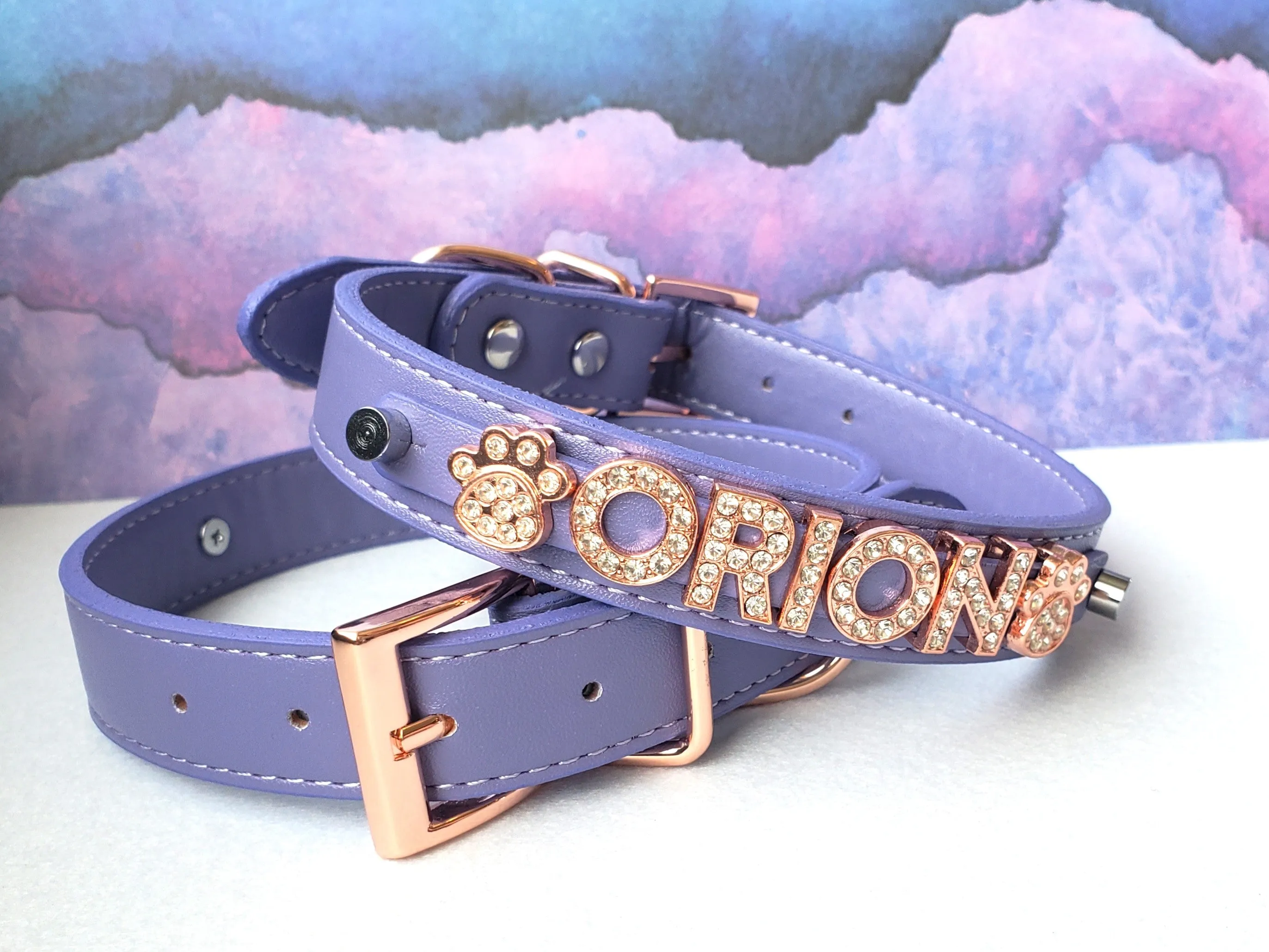 Matte Amethyst Rose Gold Personalized Pet Collar