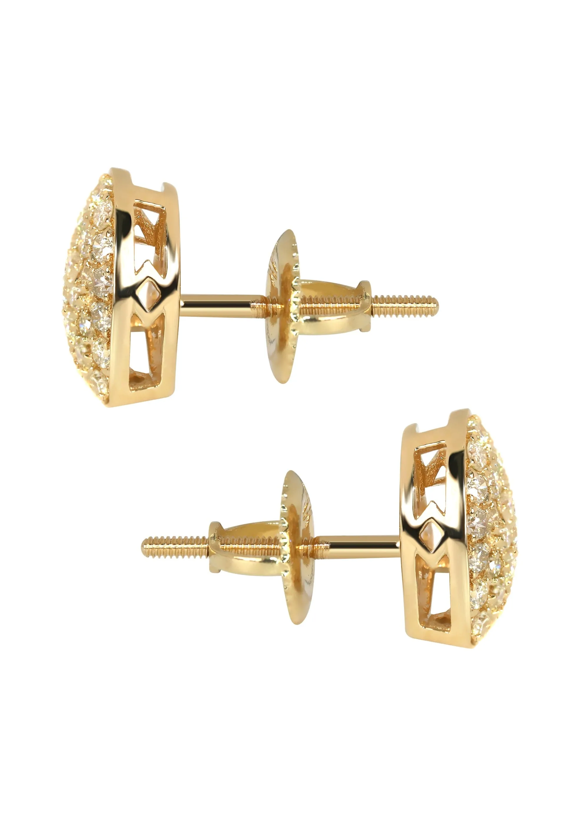 Mens Stud Diamond Earrings | 0.76 Carats 14K Yellow Gold