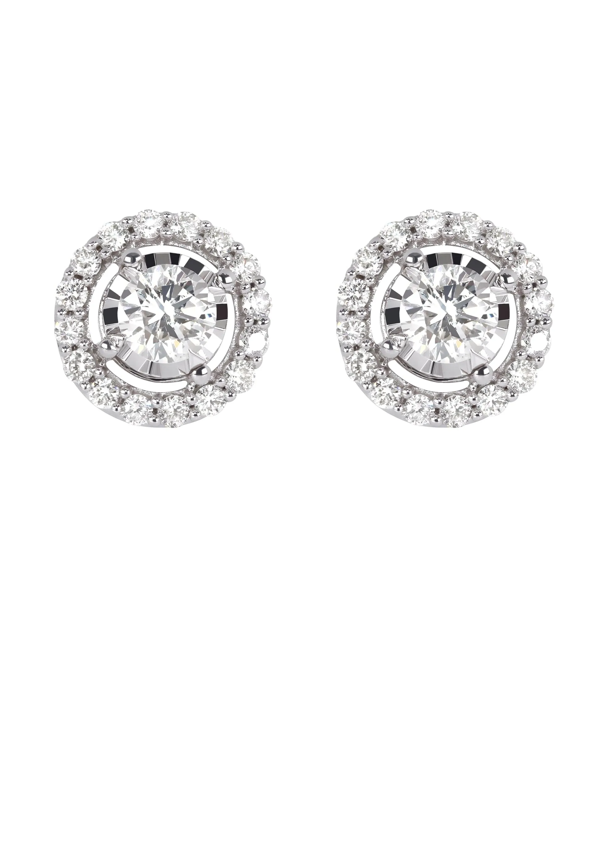 Mens Stud Diamond Earrings | 1.25 Carats 14K White Gold