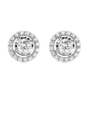 Mens Stud Diamond Earrings | 1.25 Carats 14K White Gold