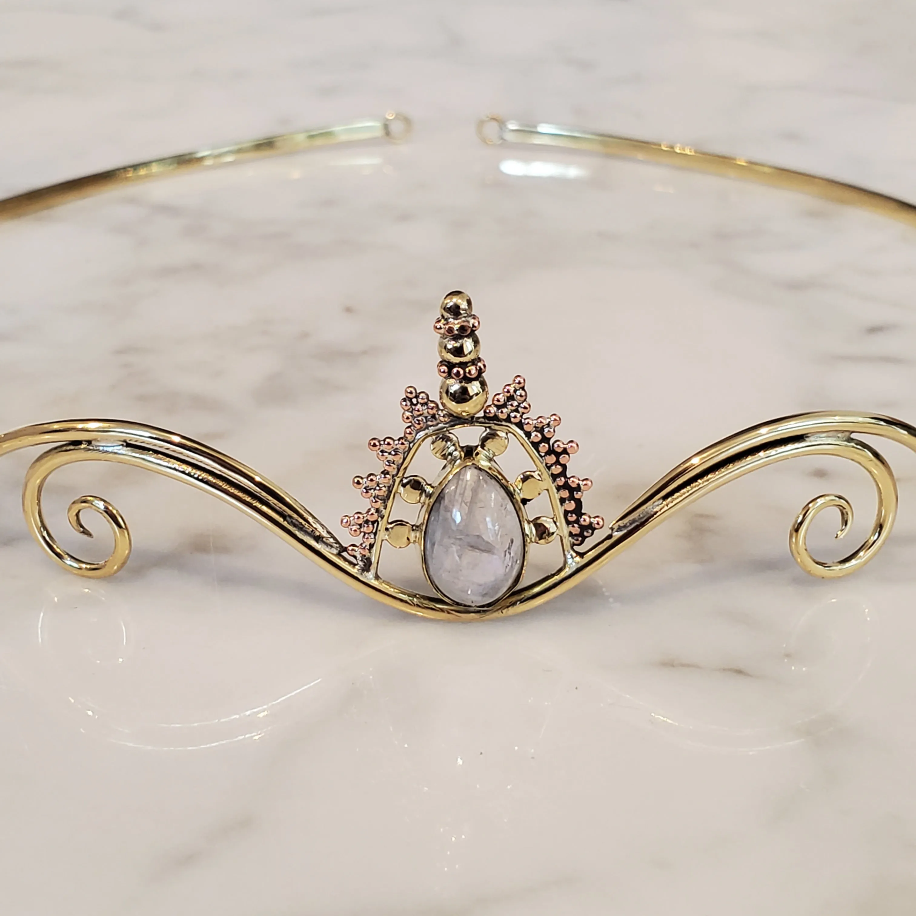 Moonstone Woodland Fairy Golden Crown from Bali