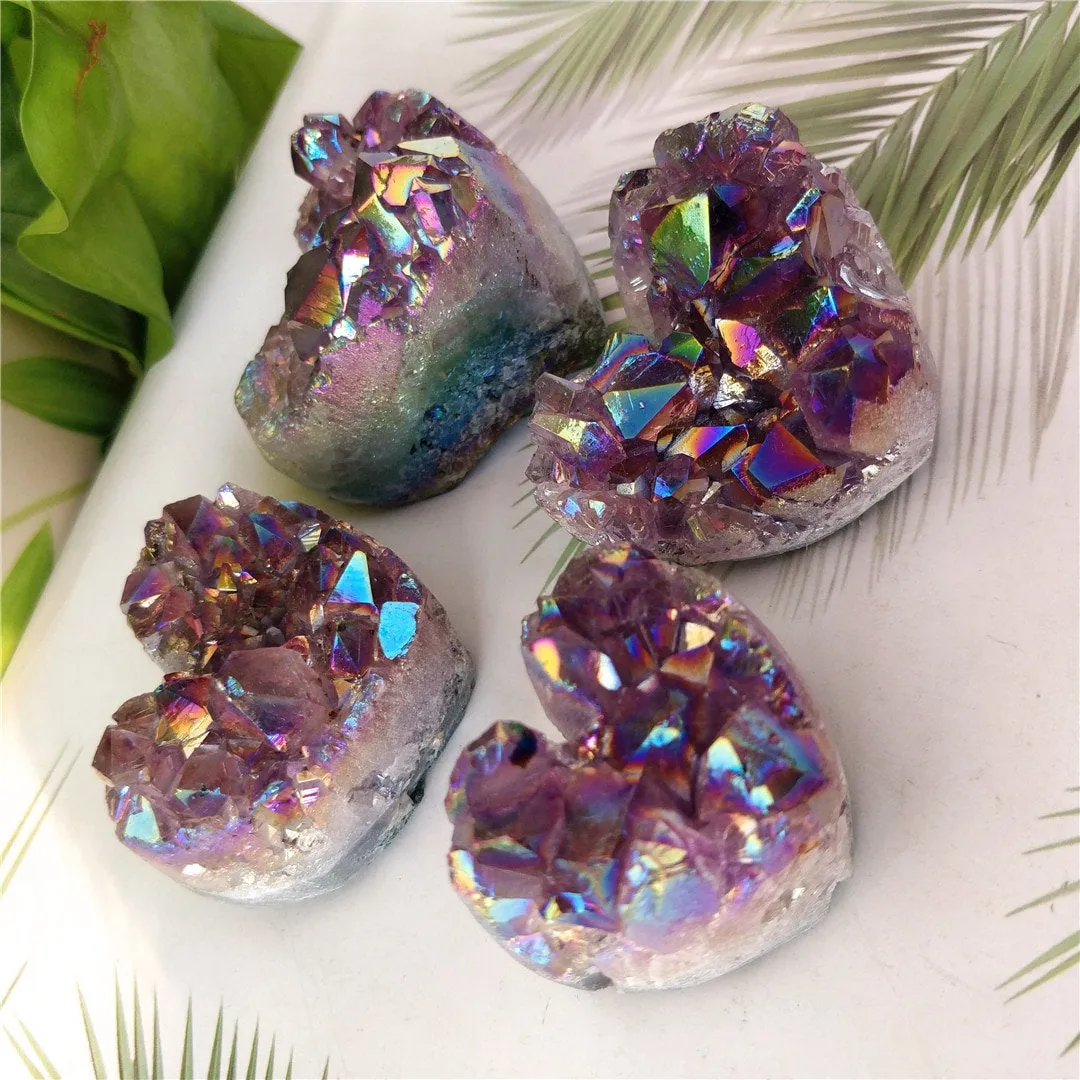 Natural Amethyst Cluster Heart - Decor or Crystal Grids - Raw Crystals - Druzy Geode - Healing Crystal Stone Heart Amethyst Jewelry