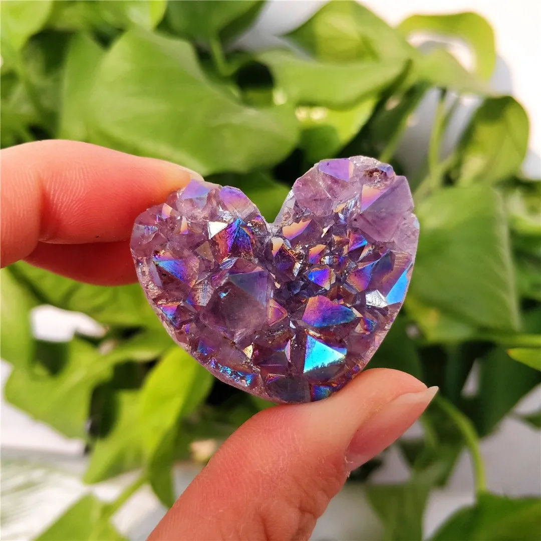 Natural Amethyst Cluster Heart - Decor or Crystal Grids - Raw Crystals - Druzy Geode - Healing Crystal Stone Heart Amethyst Jewelry