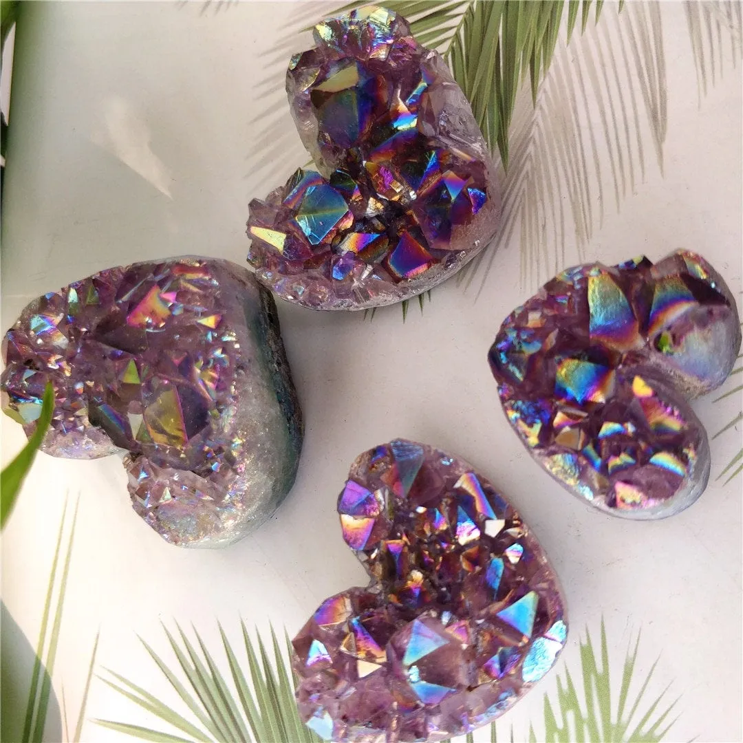 Natural Amethyst Cluster Heart - Decor or Crystal Grids - Raw Crystals - Druzy Geode - Healing Crystal Stone Heart Amethyst Jewelry