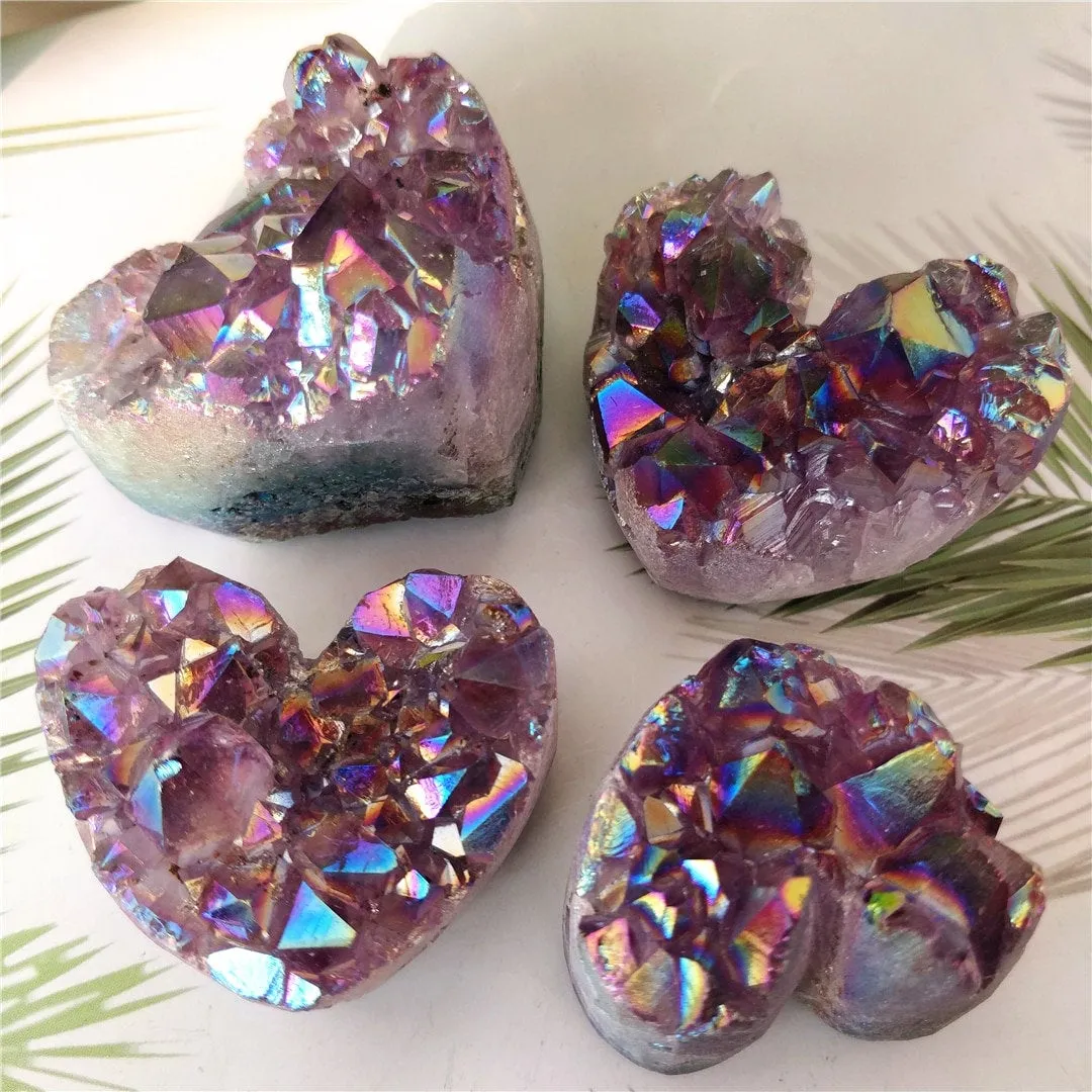 Natural Amethyst Cluster Heart - Decor or Crystal Grids - Raw Crystals - Druzy Geode - Healing Crystal Stone Heart Amethyst Jewelry