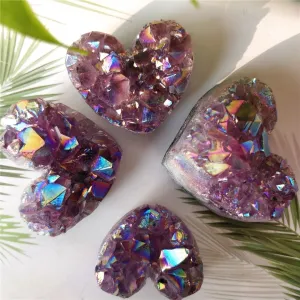 Natural Amethyst Cluster Heart - Decor or Crystal Grids - Raw Crystals - Druzy Geode - Healing Crystal Stone Heart Amethyst Jewelry