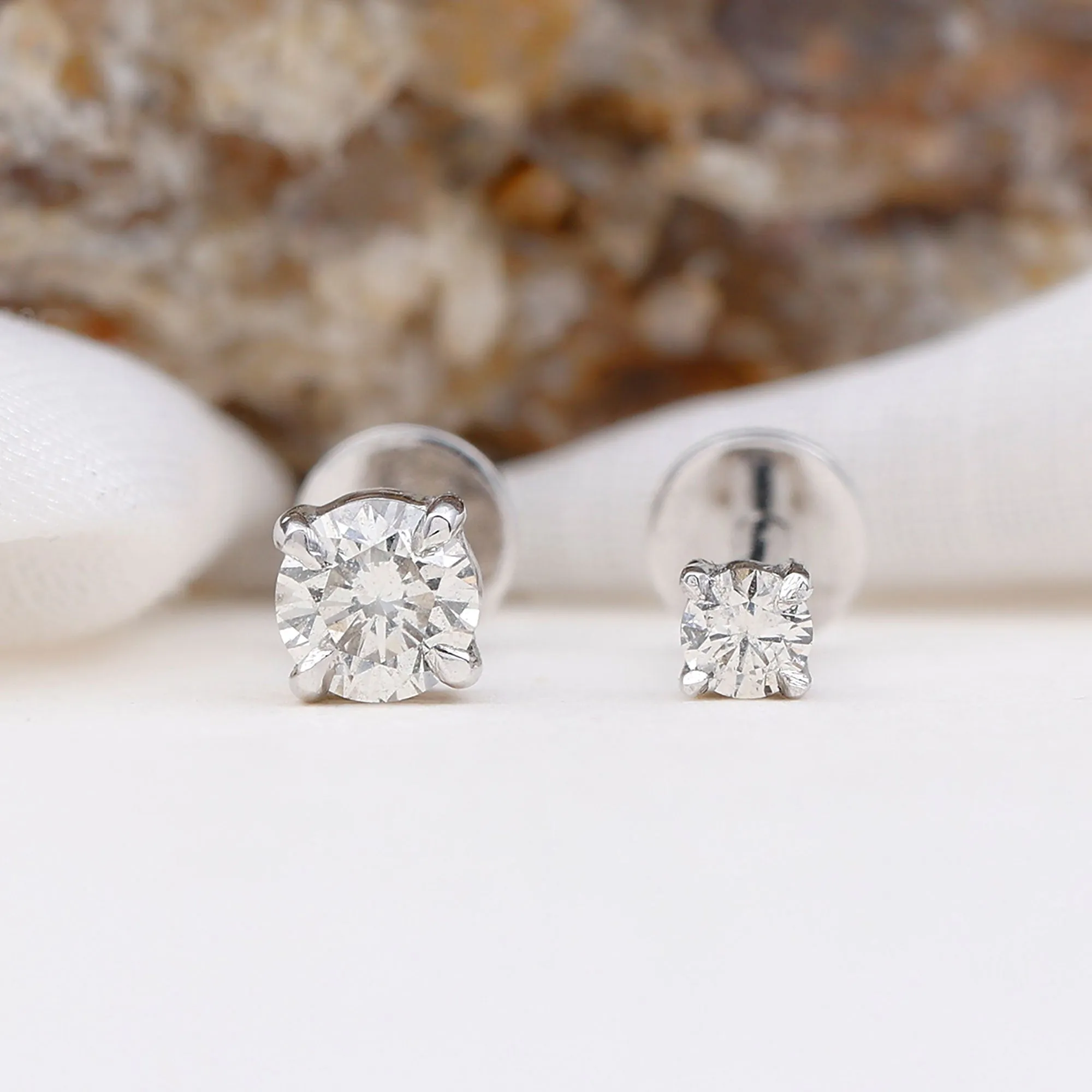 Natural Round Diamond Cartilage Earring Set