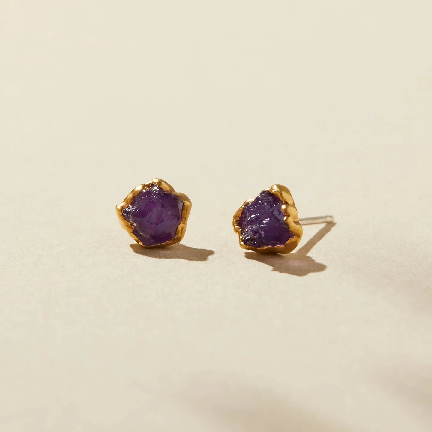 NEW! Amethyst 14k Gold Plated Stud Earring by Dani Barbe