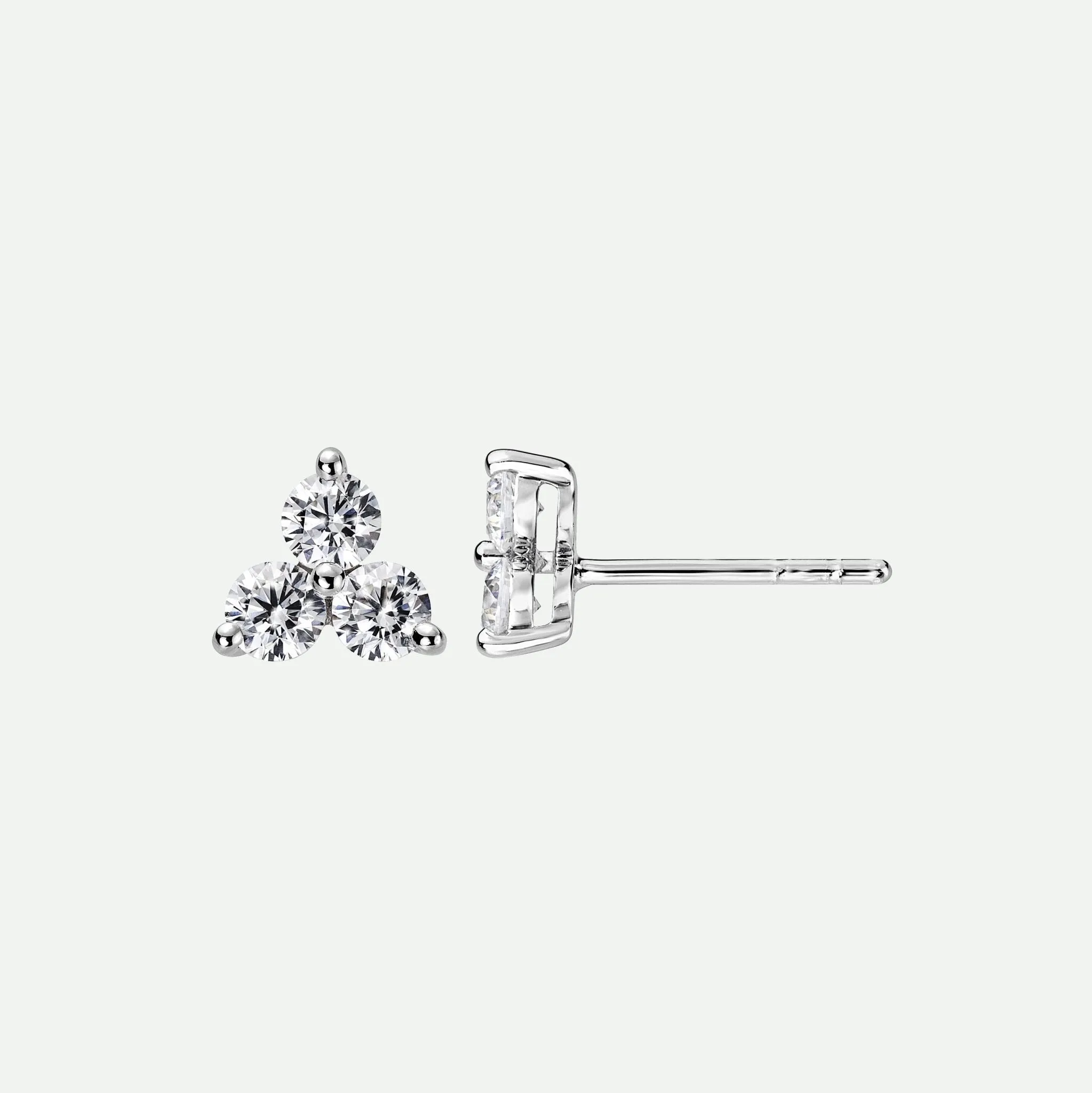 Nina | 9ct White Gold 0.57ct tw Lab Grown Diamond Three Stone Stud Earrings