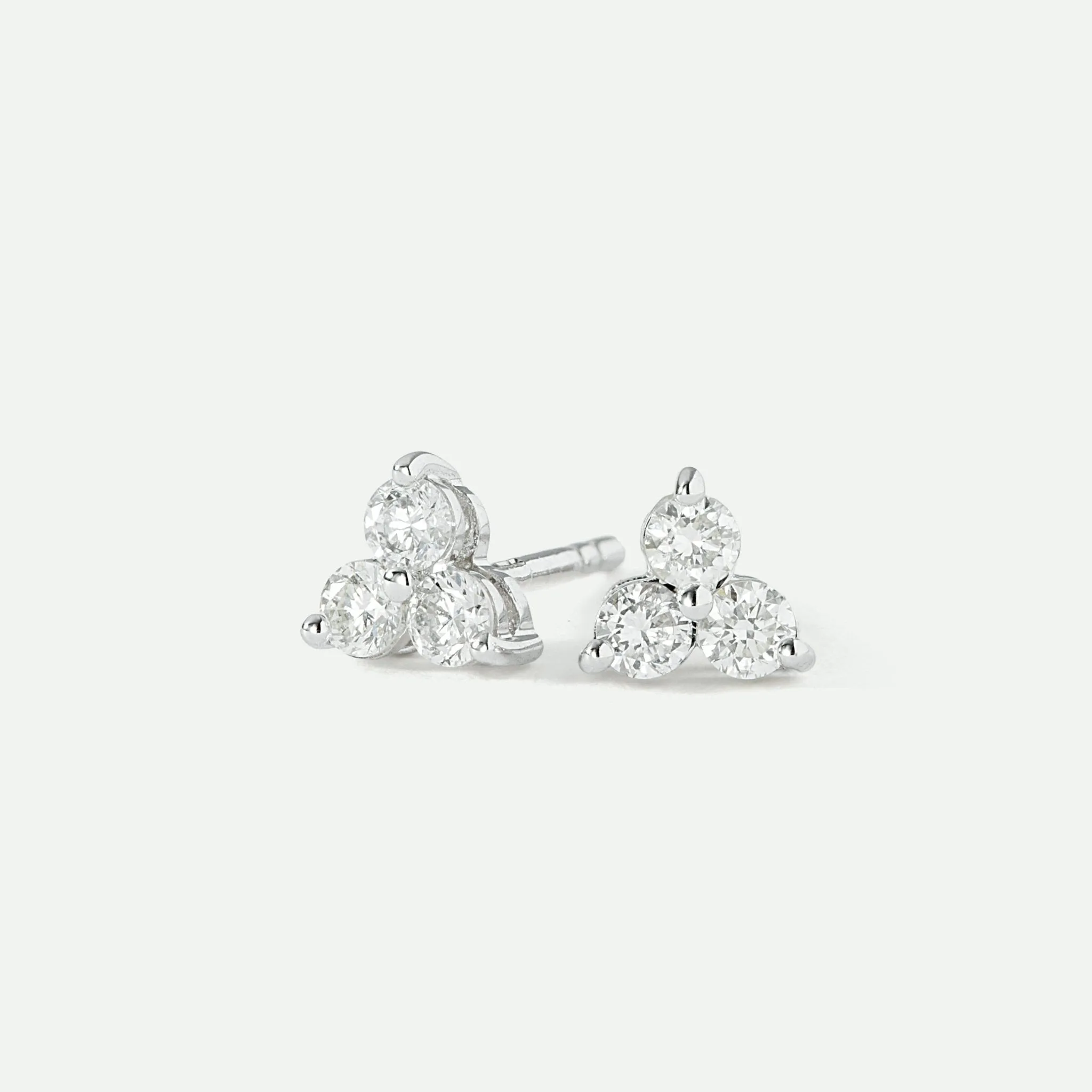 Nina | 9ct White Gold 0.57ct tw Lab Grown Diamond Three Stone Stud Earrings