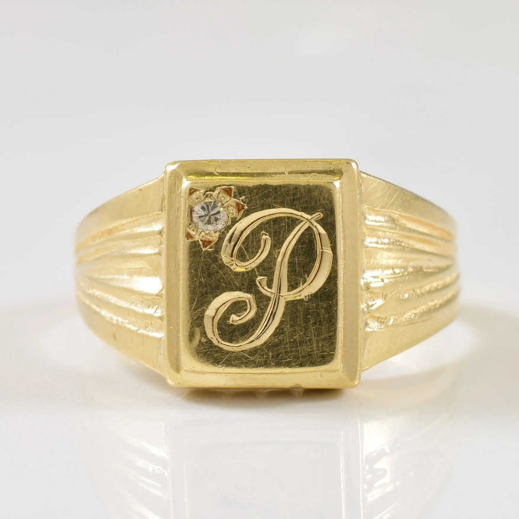 'P' Initial Diamond Ring | 0.02ct | SZ 7.25 |