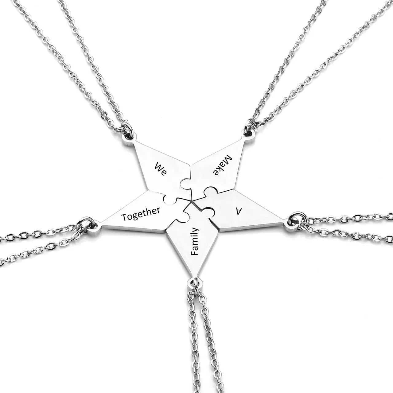 Personalized 5 Pieces Puzzle Necklaces Best Friends Necklace Set | Jovivi