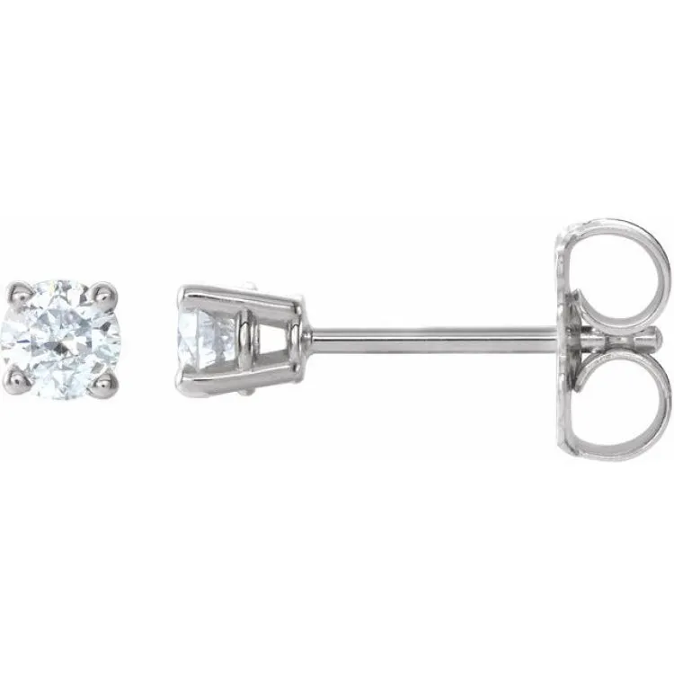 Platinum 3.2mm :: 1/4 CTW Natural Diamond Stud Earrings