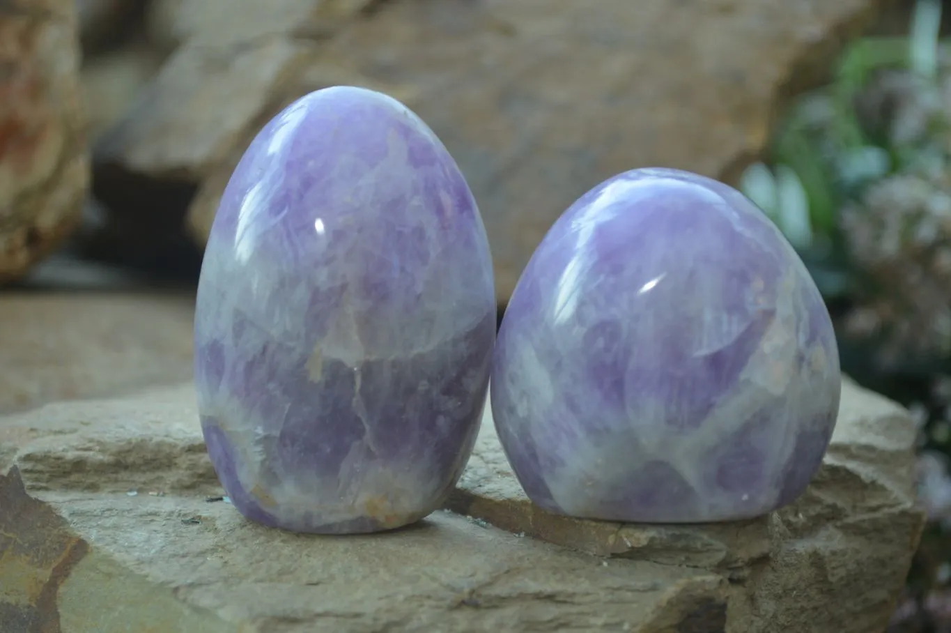 Polished Dream Amethyst Standing Free Forms x 6 From Ambatondrazaka, Madagascar