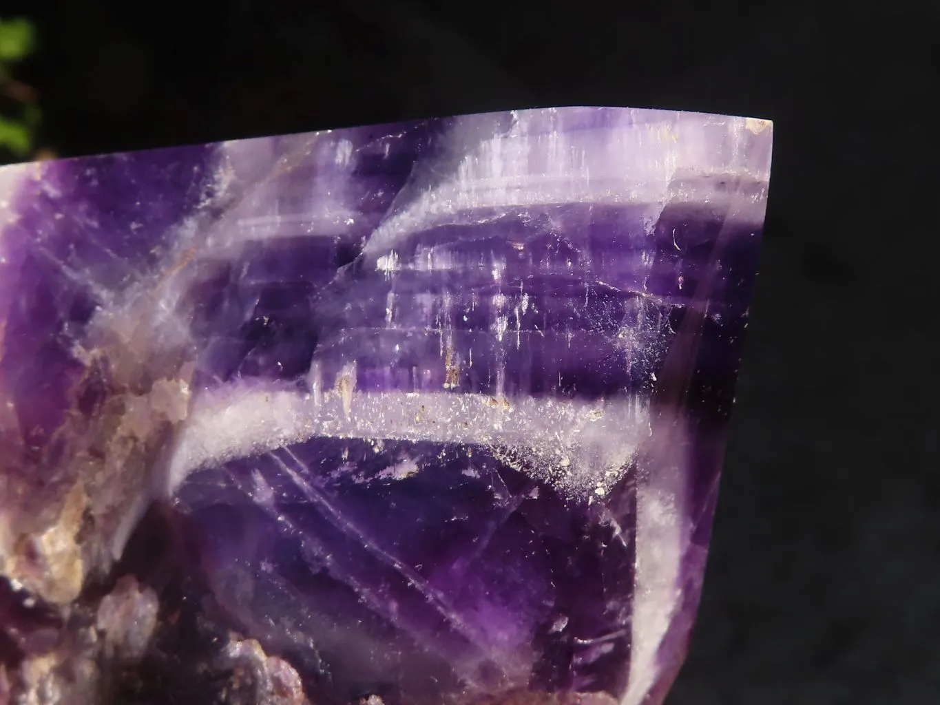 Polished "Witches Hat" Chevron Amethyst Crystals x 4 From Zambia