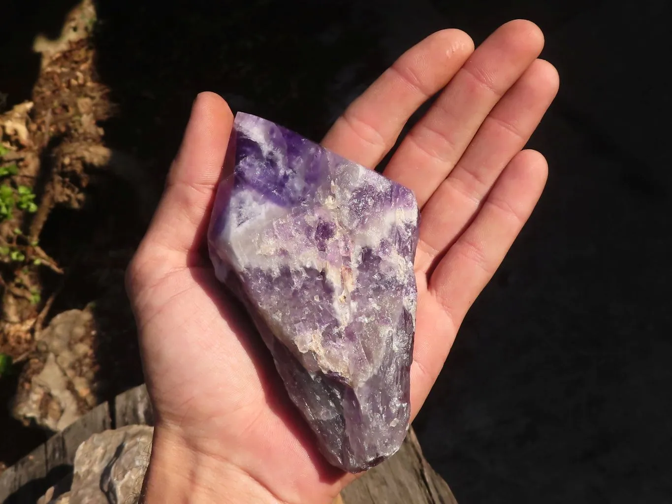 Polished "Witches Hat" Chevron Amethyst Crystals x 4 From Zambia