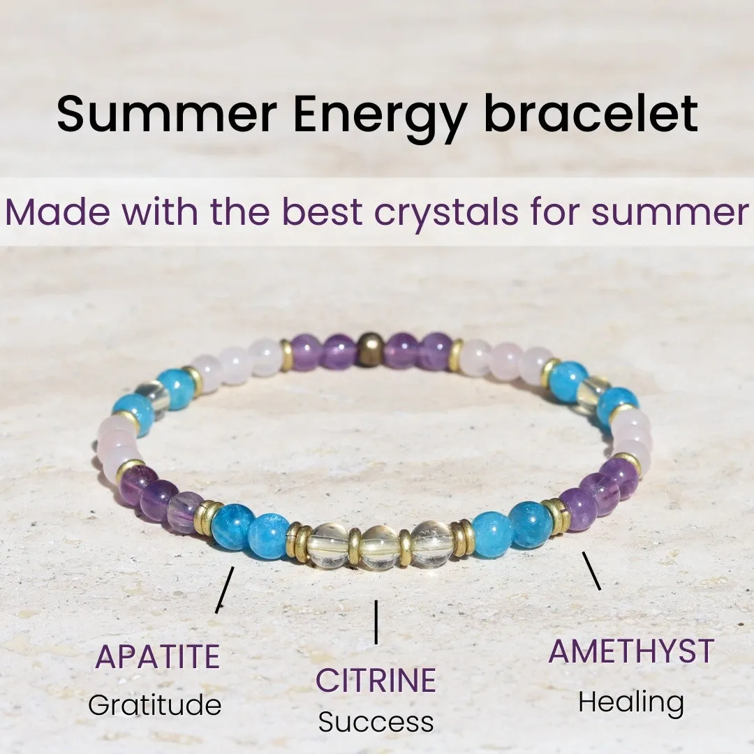 "Summer Energy" Rose Quartz Citrine and Apatite Delicate Bracelet