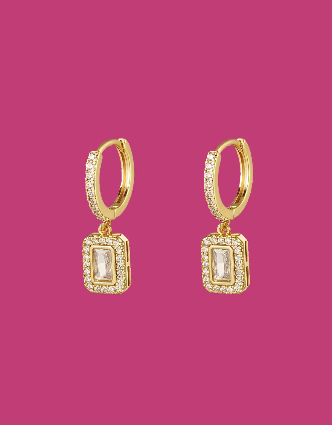 Rectangle zircon pendant earrings