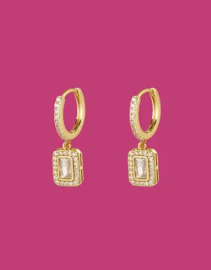 Rectangle zircon pendant earrings