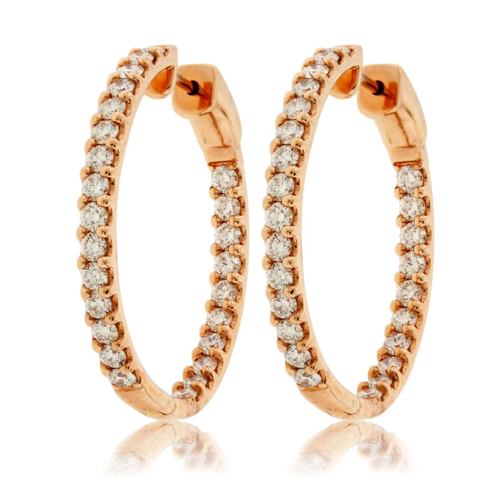 Rose Gold 3.0 Carat Inside Out Diamond Hoop Earrings