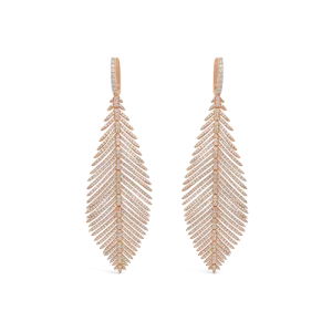 Rose Gold & Diamond Feather Earrings