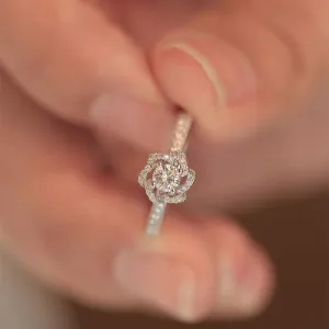 Rose micro-encrusted diamond zircon ring bouquet proposal imitation diamond ring engagement ring popular jewelry