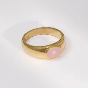 Rose Quartz Gemstone Aura 14K Gold Vermeil Ring