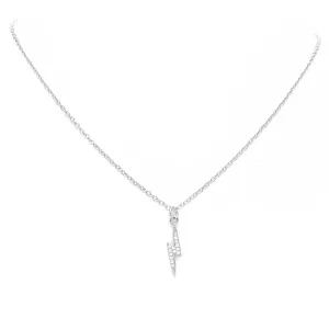 Silver CZ Pave Lightning Bolt Pendant Necklace