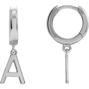 Sterling Silver Initial A Hinged Huggie Earring