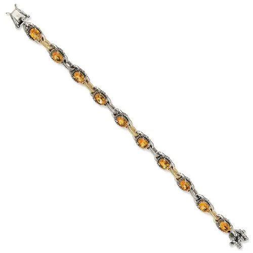 Sterling Silver with 14K Yellow Gold Citrine Bracelet