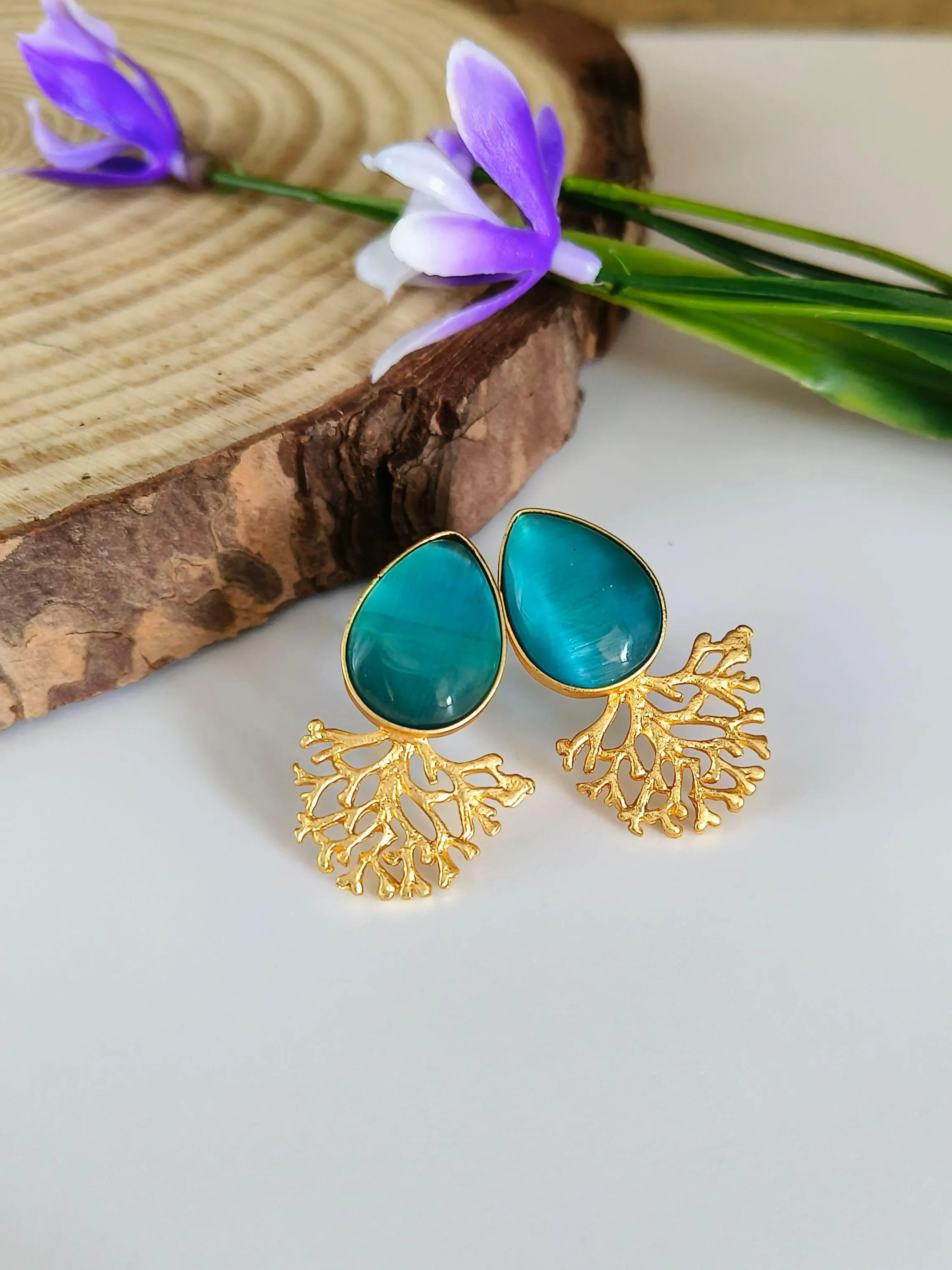 Stunning Golden Stud Earrings | Sarichka