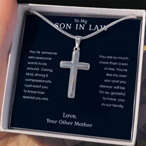 To My Son in Law Cross Necklace from Mother in Law, Gift for Son in Law, Son in Law Birthday Gift